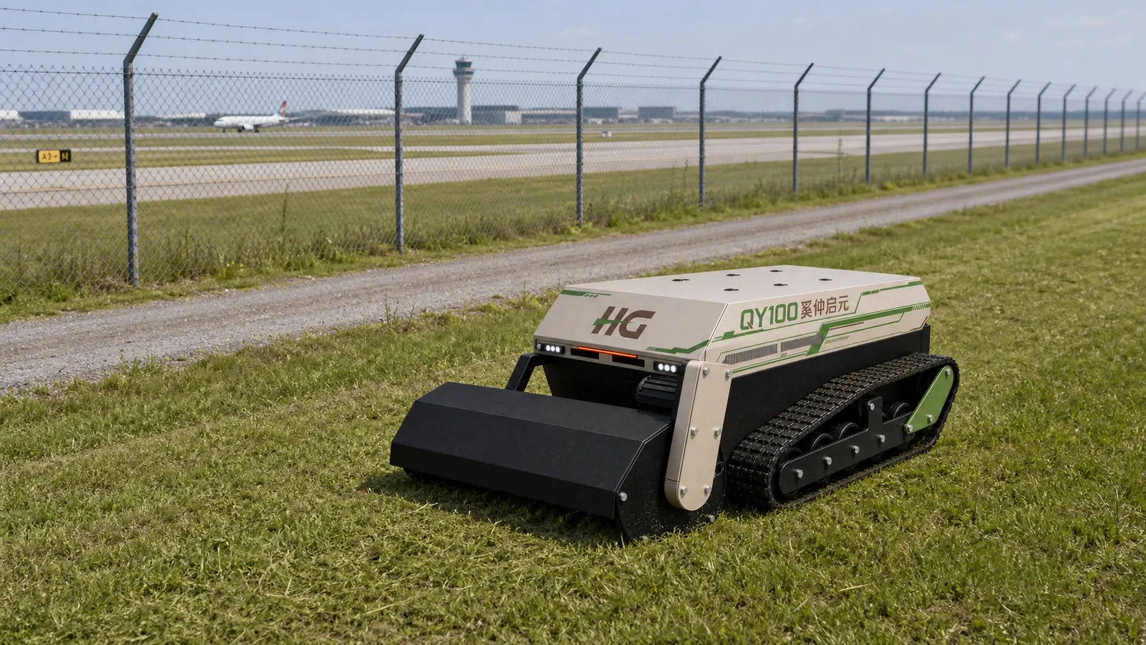 QY100 在机场围界场区开展植被管理作业